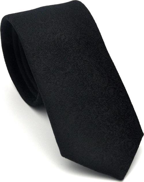 Şal Desenli Siyah Dokuma Kumaş Mendilli Slim Fit Kravat // SDK-2508-1
