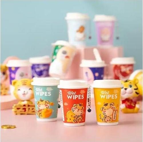 Islak Mendil Kahve Bardağı Wet Wıpes Cat