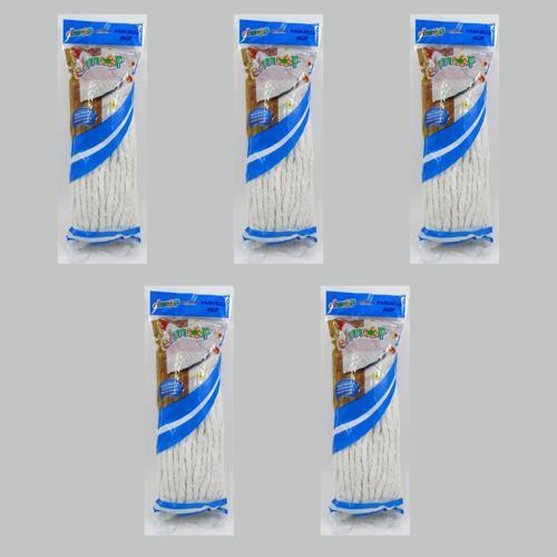 P02 Pamuklu Beyaz Islak Mop - Paspas Ucu - Vidalı Standart Yedek Mop Püskül - 5 Adet