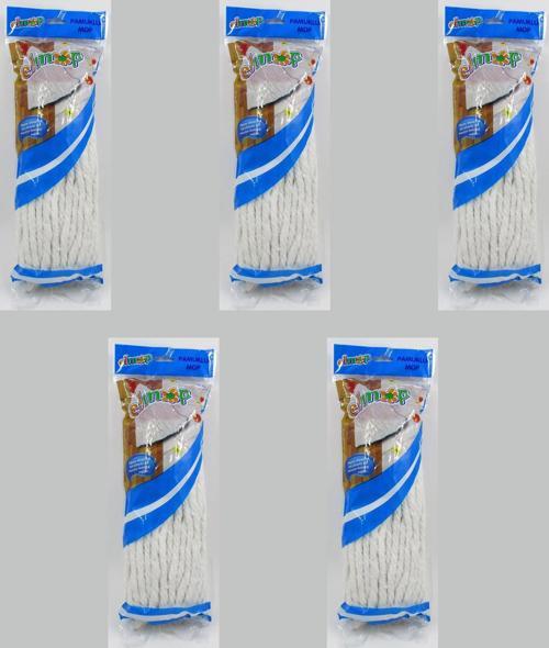 P02 Pamuklu Beyaz Islak Mop - Paspas Ucu - Vidalı Standart Yedek Mop Püskül - 5 Adet