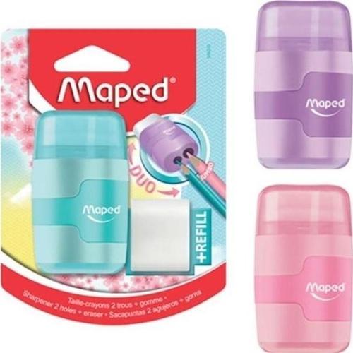 Connect Çift Delikli Silgili Kalemtraş - Pastel Blister (Karışık Renk1 Adet) 049230