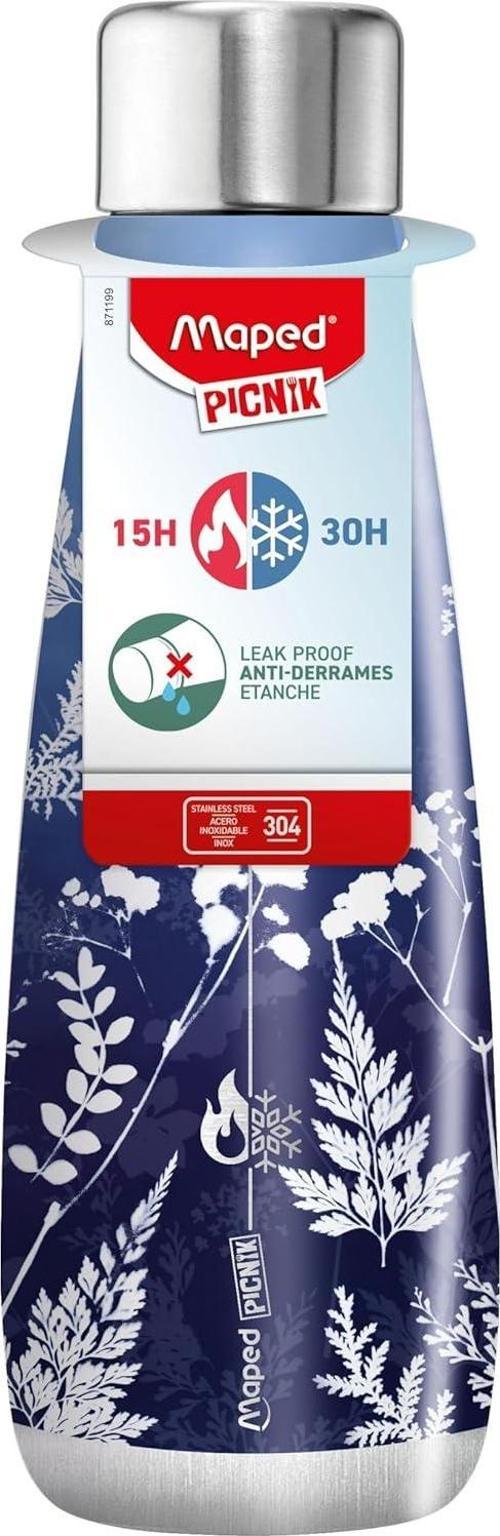Picnik 500Ml Dekorasyonlu Çelik Termos Matara Siyanotip 871199
