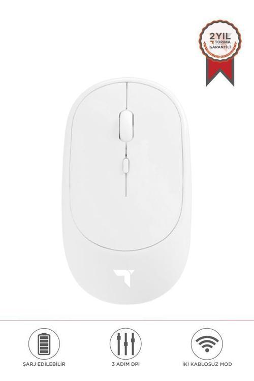 TM-16 Beyaz Kablosuz Çift Modlu Sessiz Mouse Fare