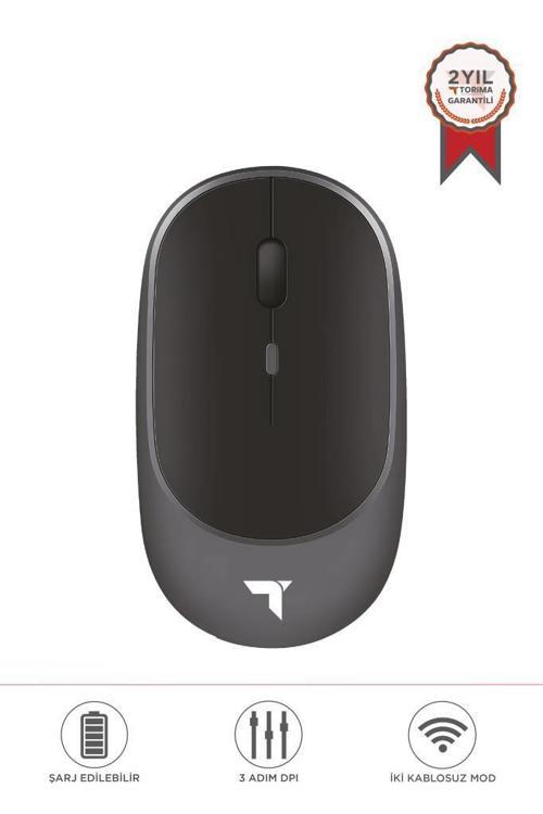 TM-16 Gri Kablosuz Çift Modlu Sessiz Mouse Fare