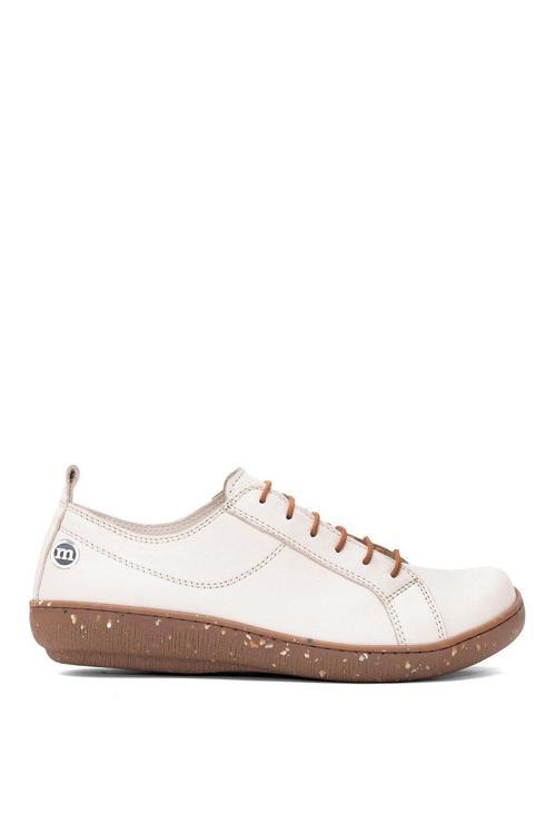 D25Ya-870 Kadın Hakiki Deri Casual Ayakkabı Krem