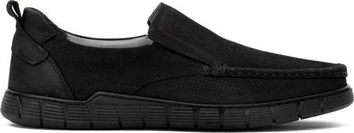 Elit Gyz994-1 Erkek Hakiki Nubuk Deri Ortopedik Rahat Ayakkabı Siyah