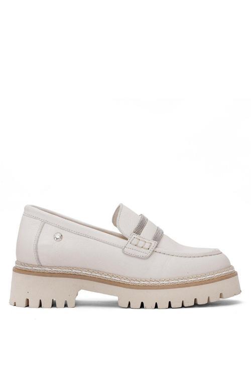 D25Ya-3705 Kadın Hakiki Deri Casual Ayakkabı Krem