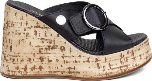 D24Yt-2155 Kadın Deri Dolgu Topuk Terlik Siyah