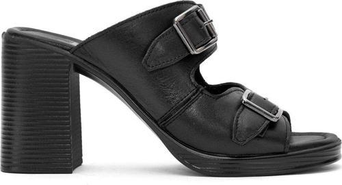 25322561Y Kadın Hakiki Deri Topuklu Terlik Siyah