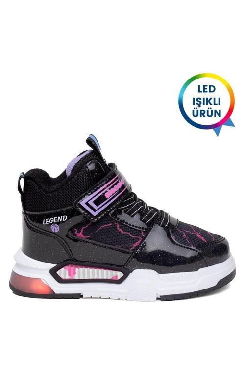 Elit Ascnk042 Patik Kız Çocuk Hi Sneaker Siyah - Lila