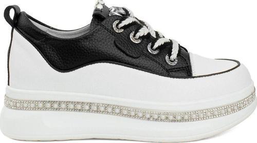 24K308-1 Kadın Hakiki Deri Kalın Taban Sneaker Siyah