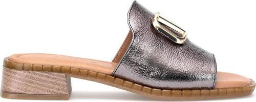 Elit Kira Kadın Hakiki Deri Düz Terlik Platin