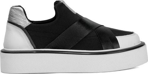 Elit Dk34123 Kadın Hakiki Deri Klasik Sneaker Beyaz - Siyah