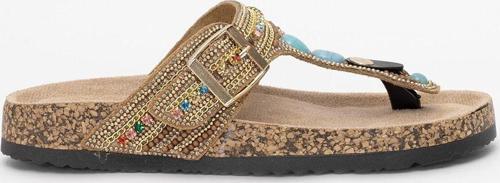 25Y102-7 Kadın Taşlı Parmak Arası Terlik Camel