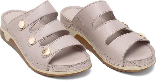 Elit Rhmm-15 Kadın Hakiki Deri Ortopedik Düz Terlik Gri