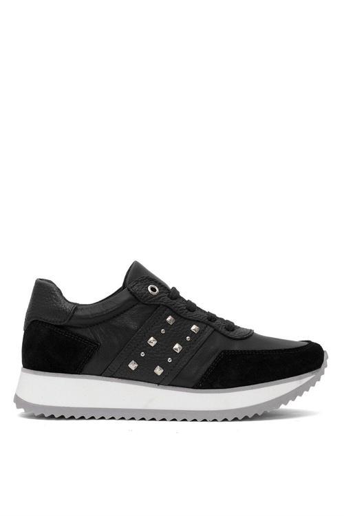 D25Ya-560 Kadın Hakiki Deri Klasik Sneaker Siyah