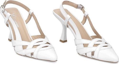 Elit Valeria Kadın Hakiki Rugan Deri Klasik Topuklu Ayakkabı Beyaz