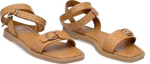 Elit Maribelle Kadın Hakiki Deri Ortopedik Düz Sandalet Taba