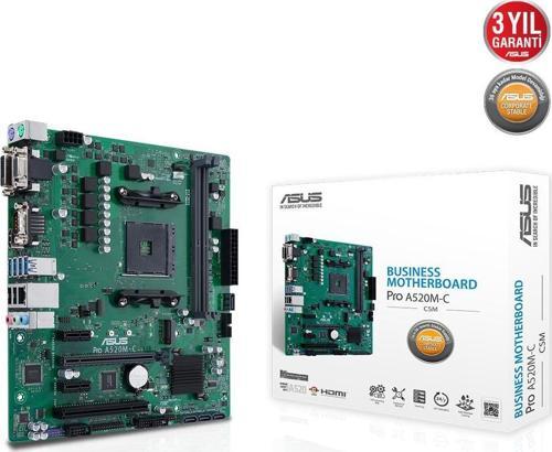 Pro A520M-C-CSM AMD AM4 64GB DDR4 4600Mhz M2 DviVga-Hdmi mATX Anakart