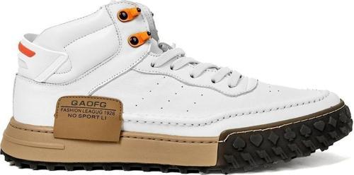 23K501 Erkek Hakiki Deri Düz Bot Beyaz