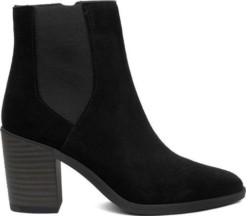 D24Kb-4120 Kadın Hakiki Süet Deri Topuklu Bot Siyah