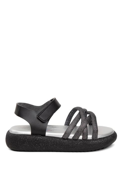 Şa F 006 Filet Kız Çocuk Düz Sandalet Siyah