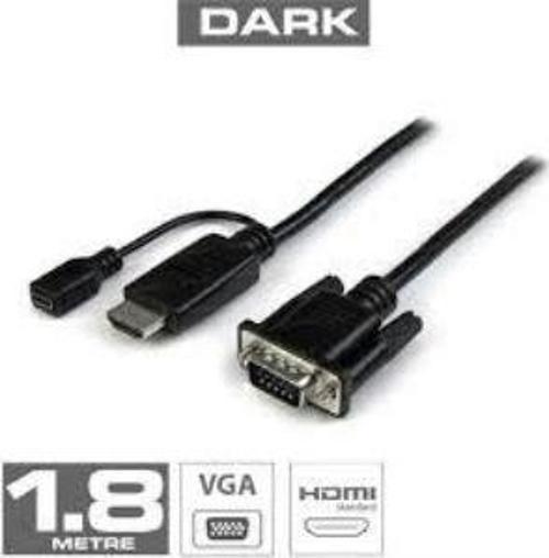 DK HD AHDMIXVGAL180 1.8m HDMI - VGA Güç Destekli Kablo