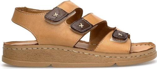 D25Ys-2450 Kadın Hakiki Deri Düz Sandalet Taba