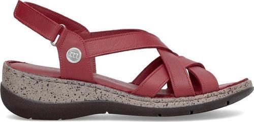 D25Ys-2865 Kadın Hakiki Deri Düz Sandalet Kırmızı