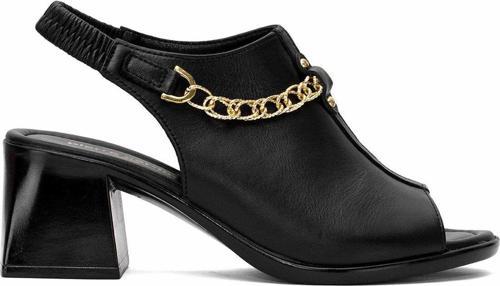 Pc-54632 Kadın Hakiki Deri Topuklu Sandalet Siyah