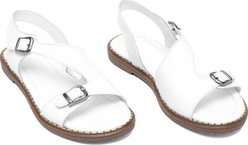 Elit Daria Kadın Hakiki Deri Düz Sandalet Beyaz