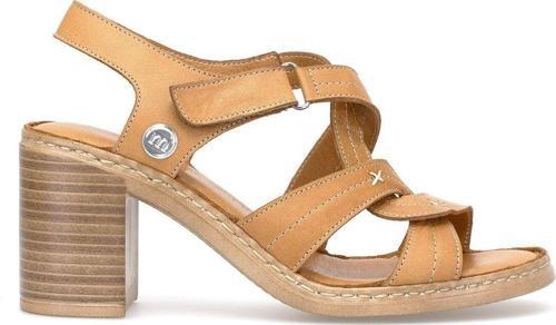 D25Ys-2505 Kadın Hakiki Deri Topuklu Sandalet Taba