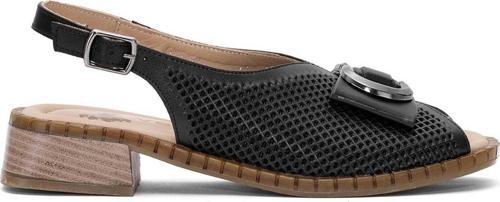 2512003Y Kadın Hakiki Deri Topuklu Sandalet Siyah