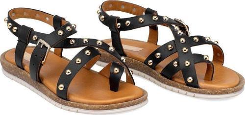 Elit Oriana Kadın Hakiki Deri Düz Sandalet Siyah