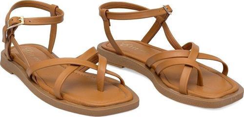 Elit Raveena Kadın Hakiki Deri Ortopedik Düz Sandalet Taba