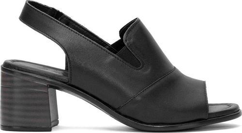 24381825Y Kadın Hakiki Deri Topuklu Sandalet Siyah