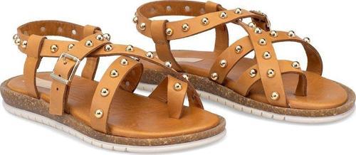 Elit Oriana Kadın Hakiki Deri Düz Sandalet Taba