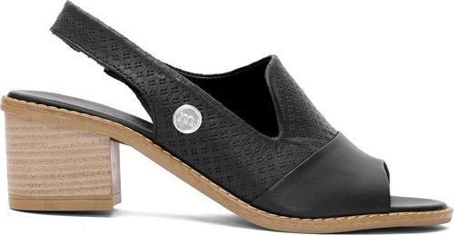 D25Ys-2840 Kadın Hakiki Deri Topuklu Sandalet Siyah