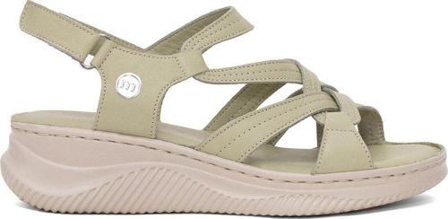 D25Ys-2265 Kadın Hakiki Deri Dolgu Topuk Sandalet Yeşil