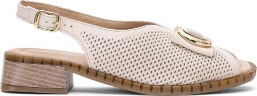 2512003Y Kadın Hakiki Deri Topuklu Sandalet Bej