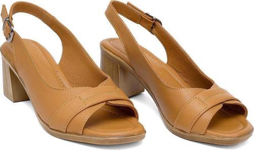 Elit Koc22-18 Kadın Hakiki Deri Topuklu Sandalet Taba