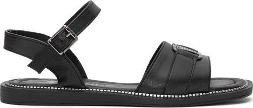 2512203Y Kadın Hakiki Deri Düz Sandalet Siyah