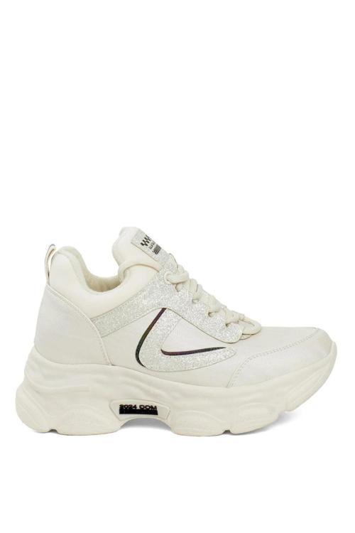 24K302 Kadın Yüksektaban Sneaker Yürüyüş Ayakkabıs-Bej