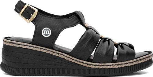 D25Ys-2545 Kadın Hakiki Deri Dolgu Topuk Sandalet Siyah