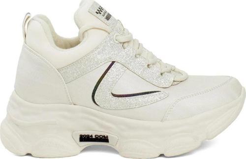 24K302 Kadın Yüksektaban Sneaker Yürüyüş Ayakkabıs-Bej