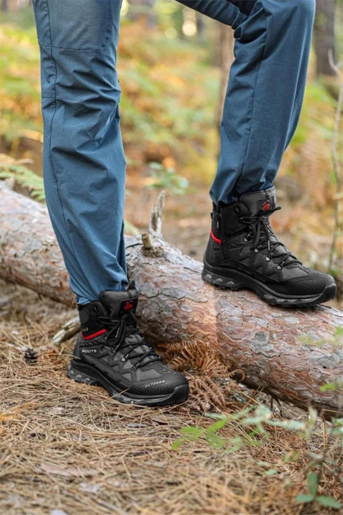 1821 Erkek Outdoor Bot Siyah - Kırmızı