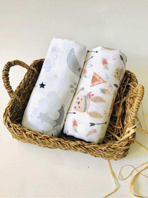 2 Adet  Çok Amaçlı Müslin Bezi Örtü Battaniye