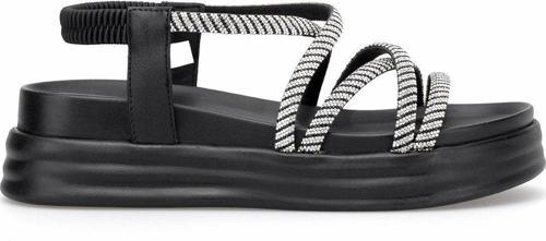 B144 Kadın Hakiki Deri Düz Sandalet Siyah