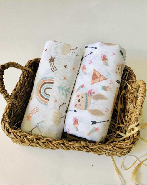 2 Adet  Çok Amaçlı Müslin Bezi Örtü Battaniye