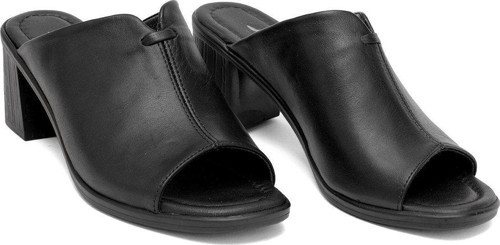 Elit Koc22-10 Kadın Hakiki Deri Topuklu Terlik Siyah